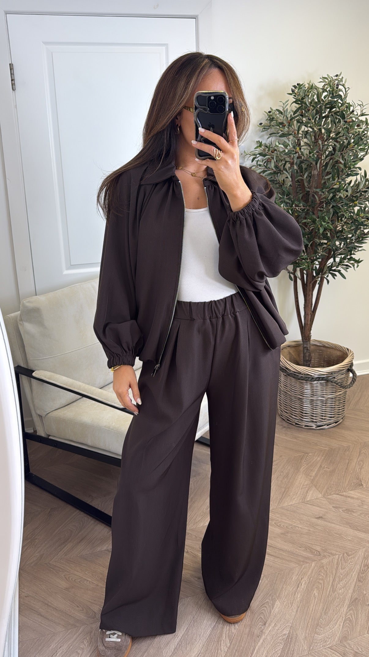 EVELYN brown jacket and trousers co-ord