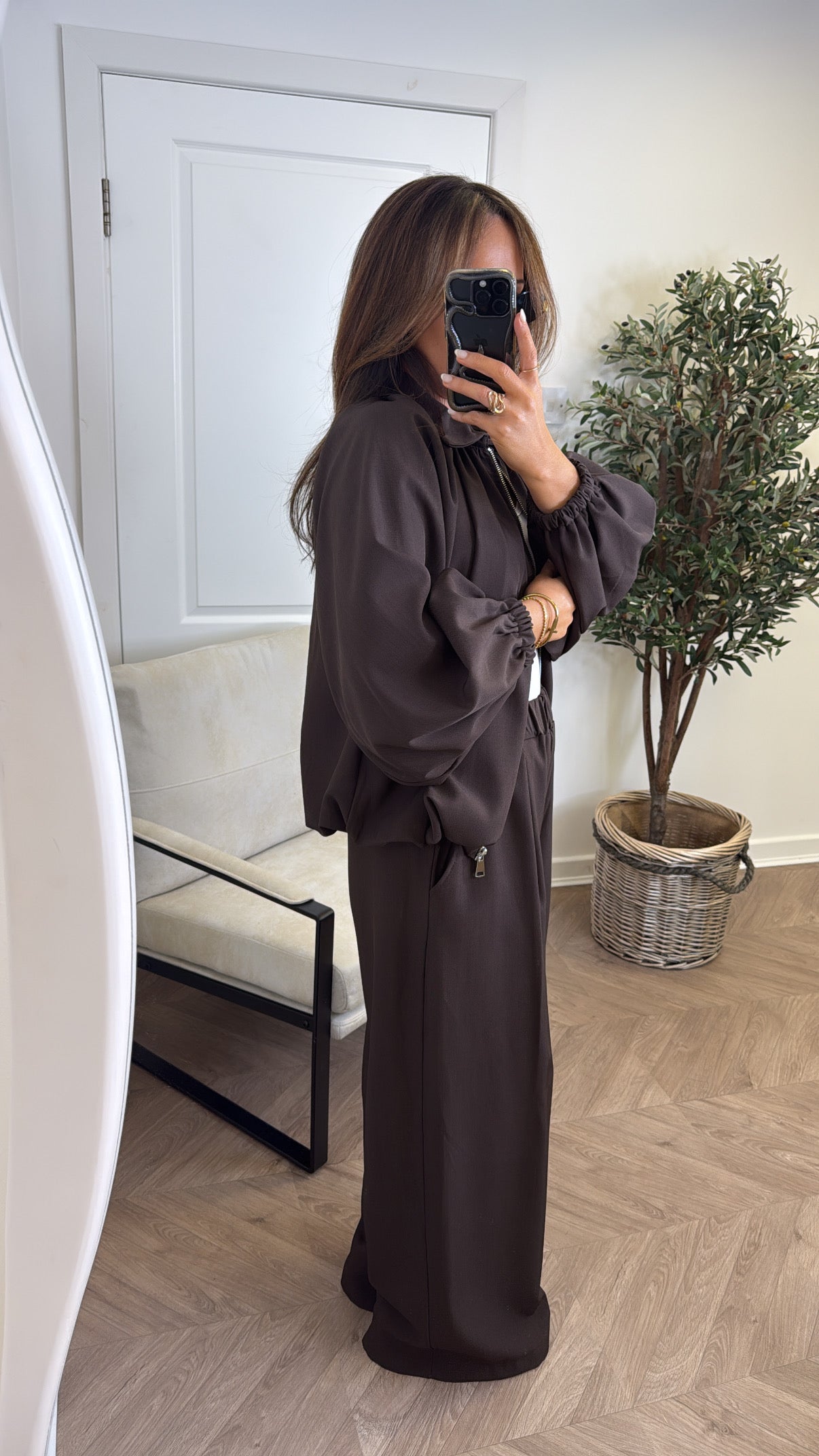 EVELYN brown jacket and trousers co-ord