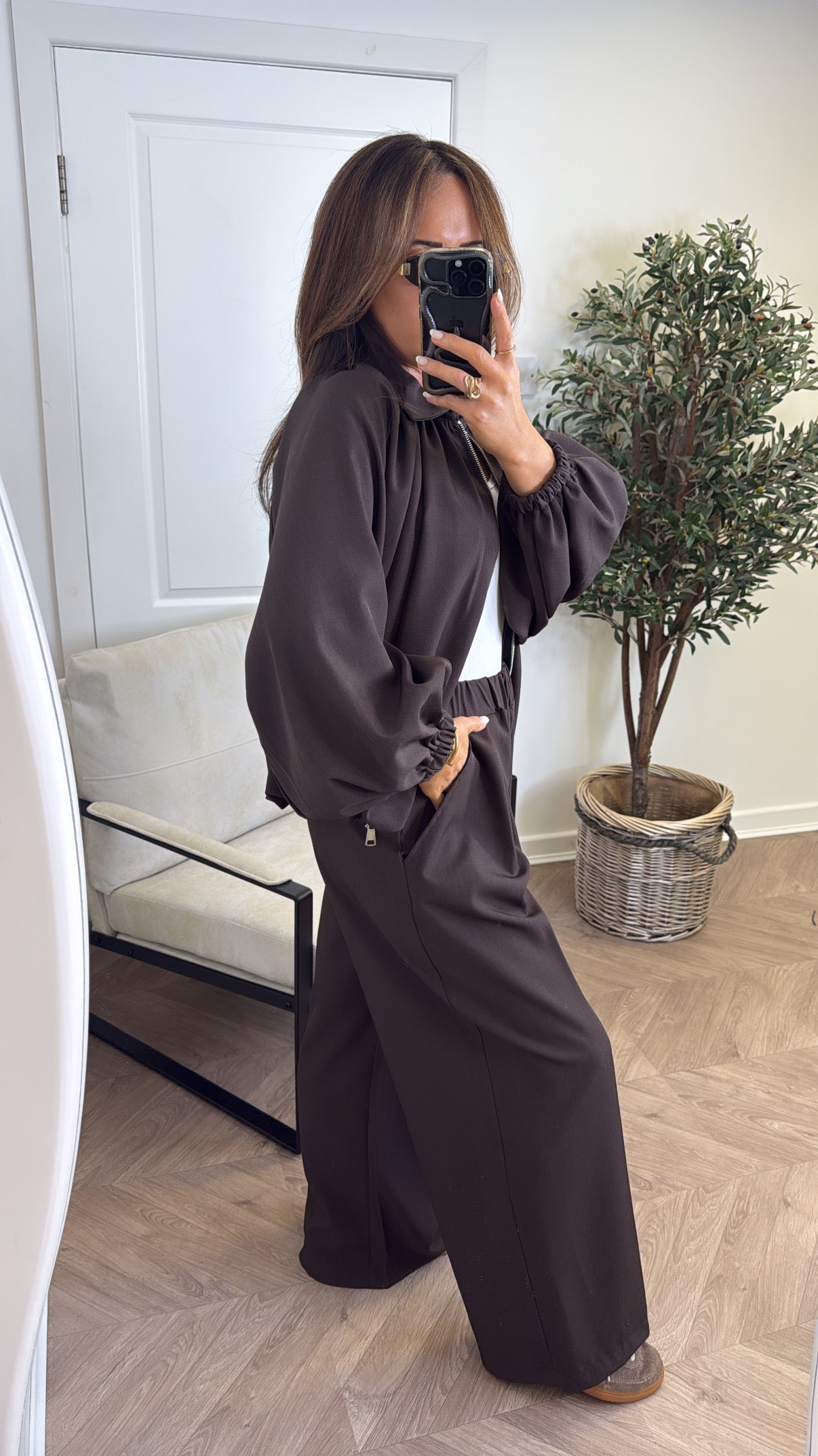 EVELYN brown jacket and trousers co-ord