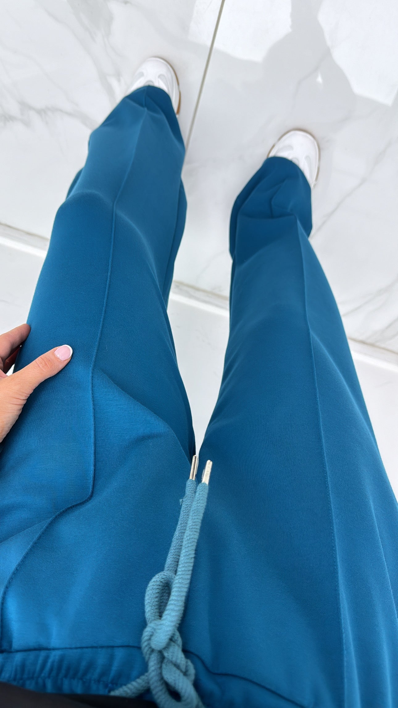 KYLIE teal super soft jogger with exposed seam detail