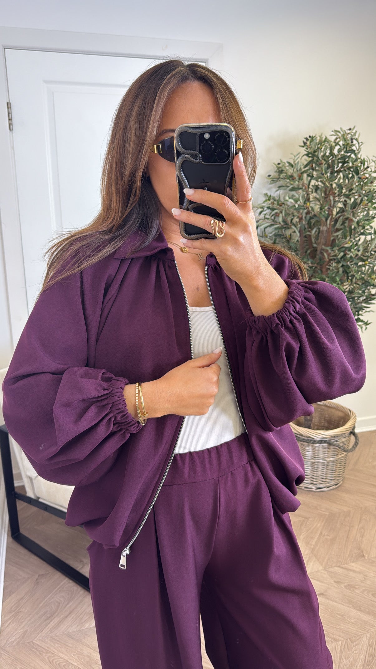 EVELYN plum jacket and trousers co-ord