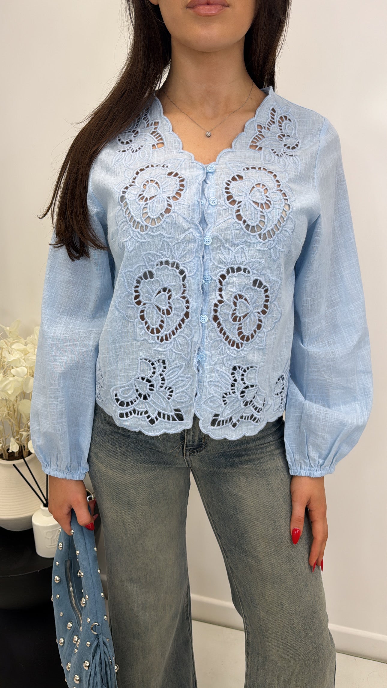 TALIA blue embroidered blouse