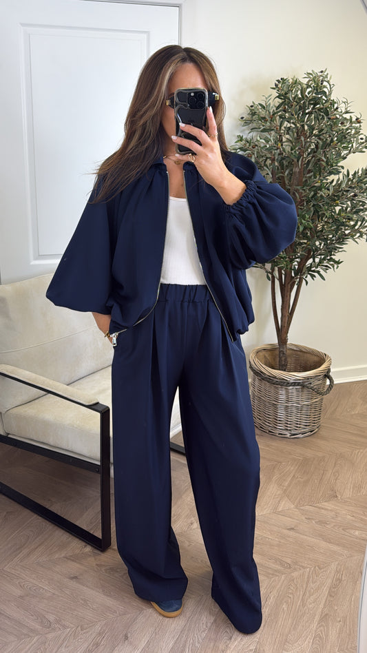 EVELYN navy jacket and trousers co-ord