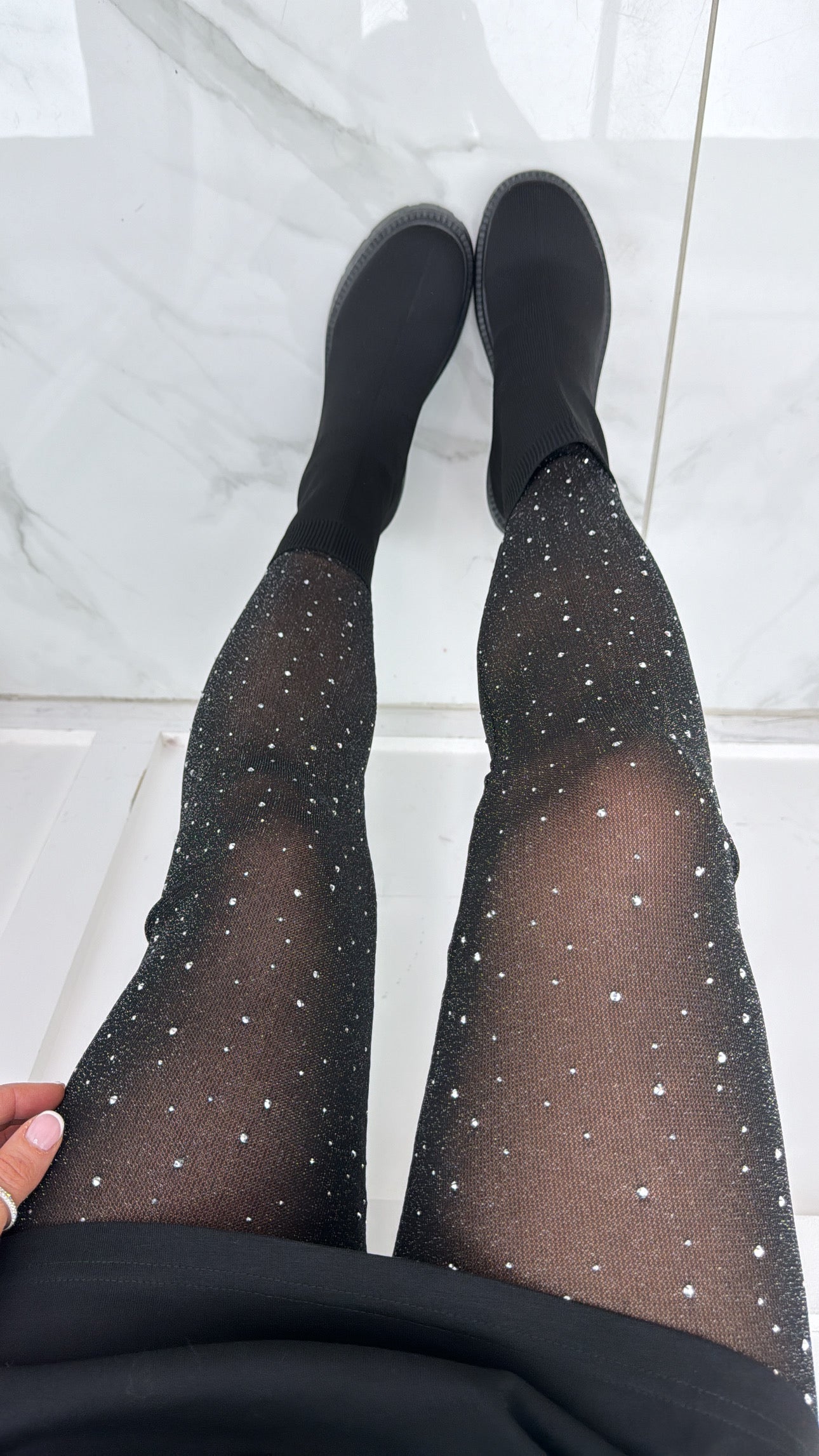 COCO black mesh diamanté leggings