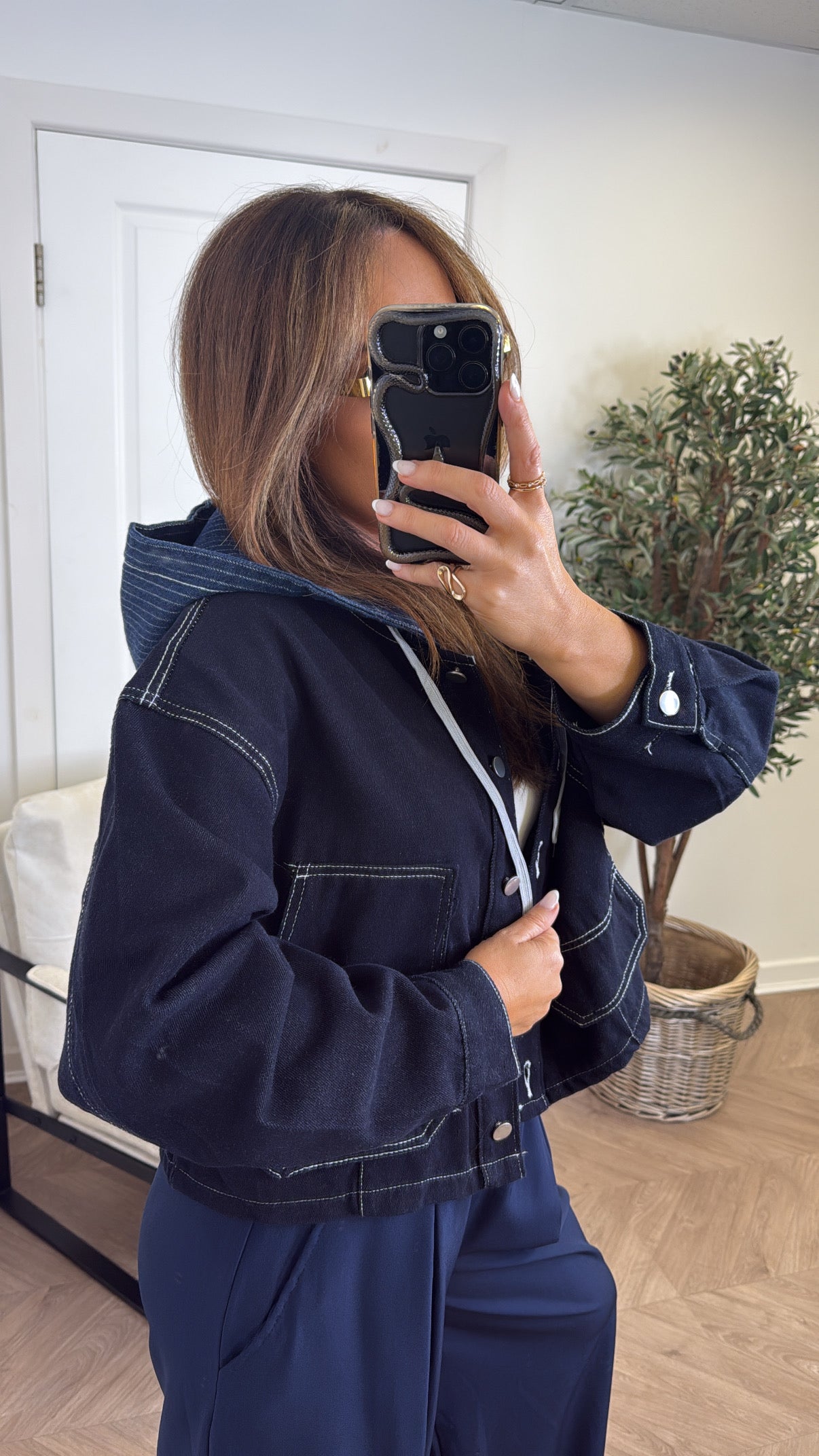 DEENA dark blue hooded denim jacket