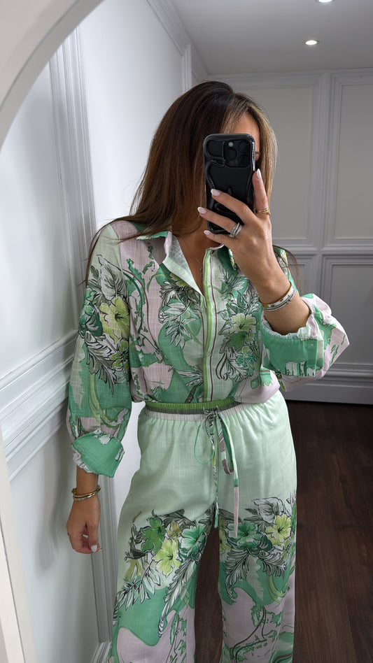 CASSYANNE green floral co-ord