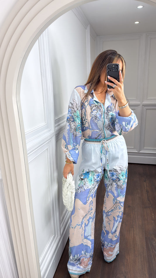 CASSYANNE blue floral co-ord