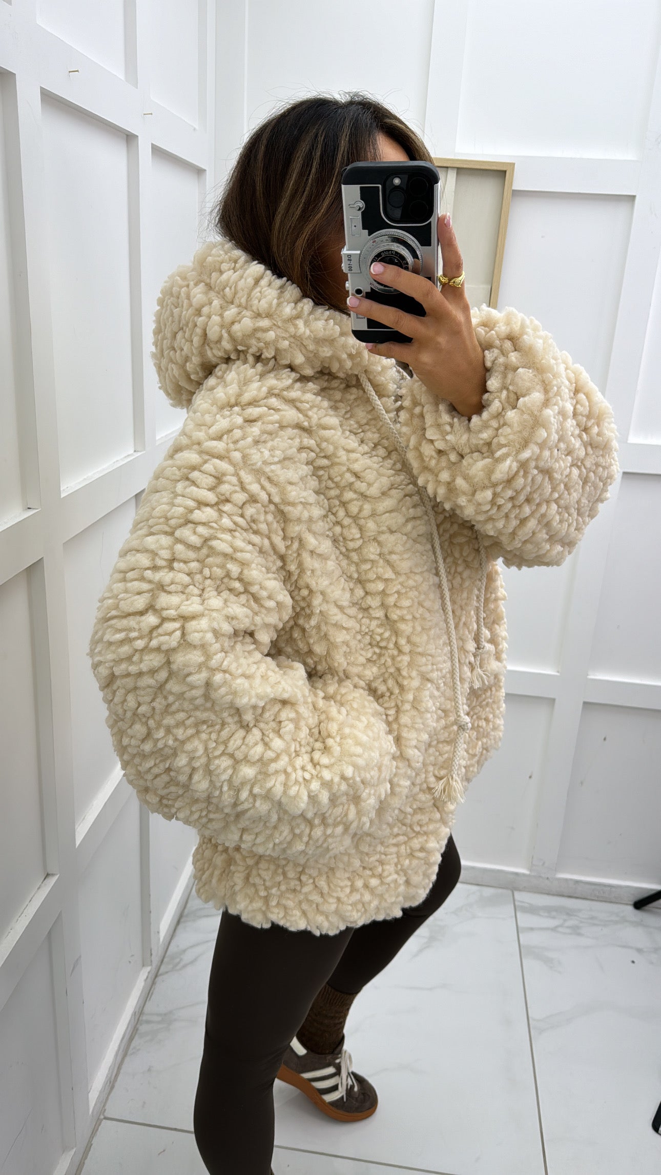 POLLYANNA cream thick borg hooded jacket