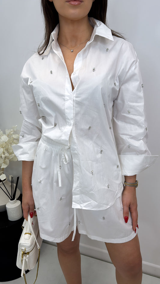 BILLIE white shirt and shorts co-ord