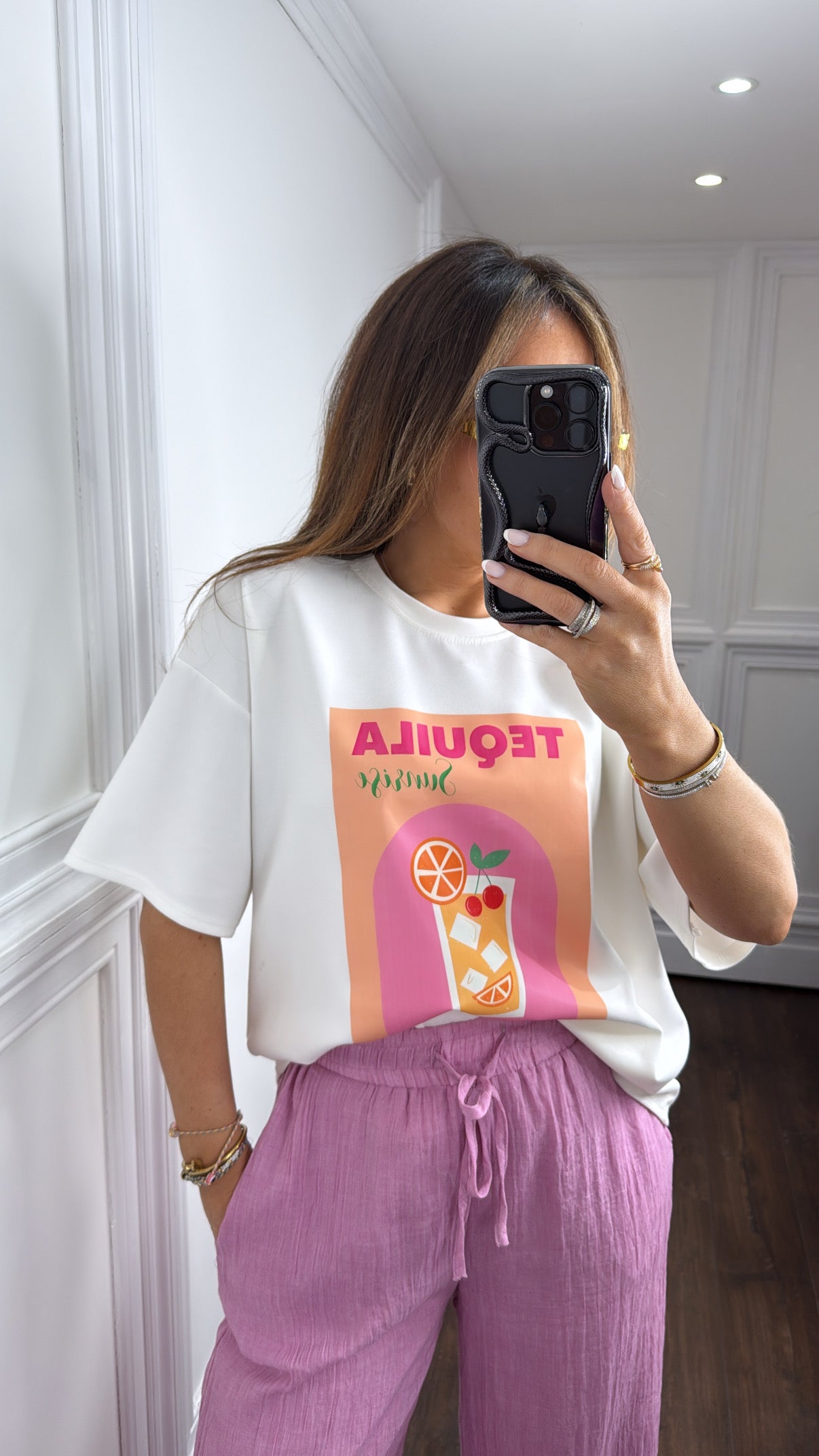TEQUILA SUNRISE white super soft logo t-shirt