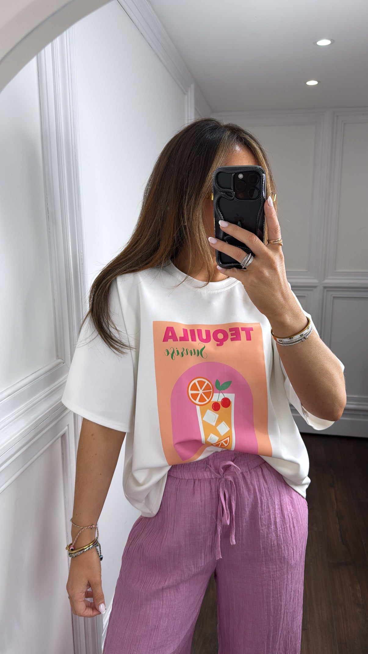 TEQUILA SUNRISE white super soft logo t-shirt