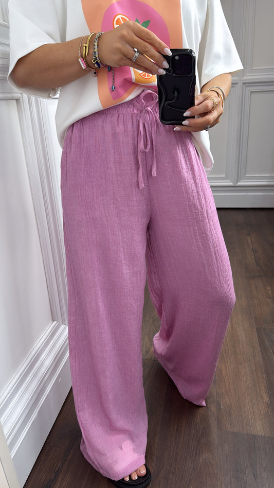 LARNE pink wide leg trousers