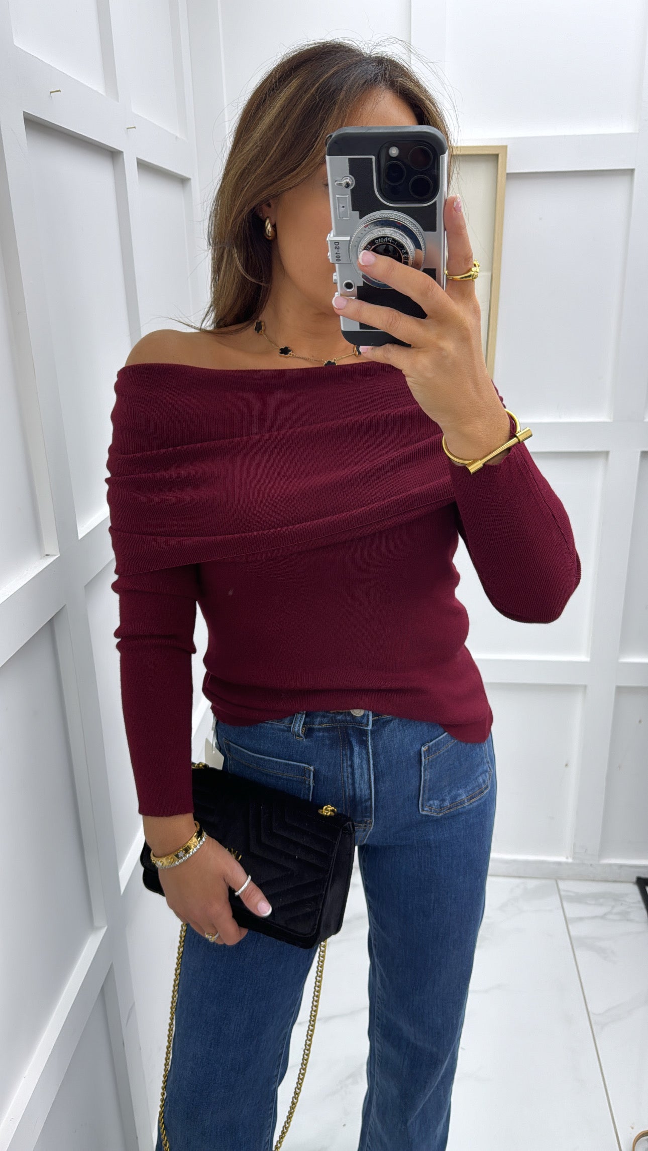 LARISSA burgundy bardot jumper