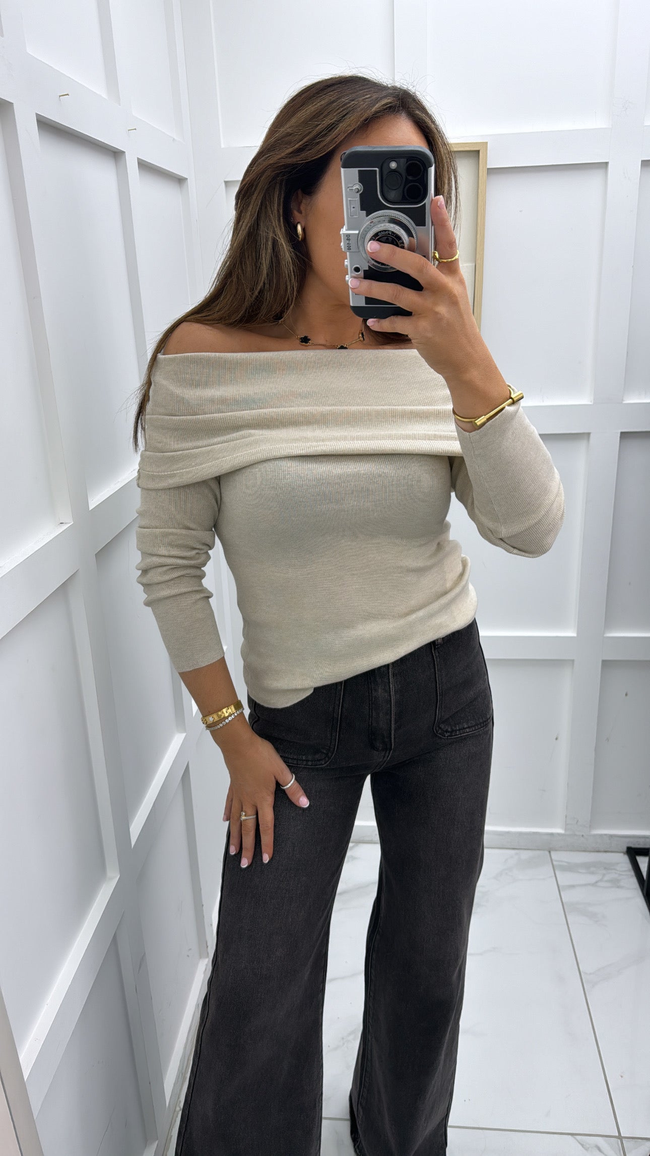 LARISSA beige bardot jumper