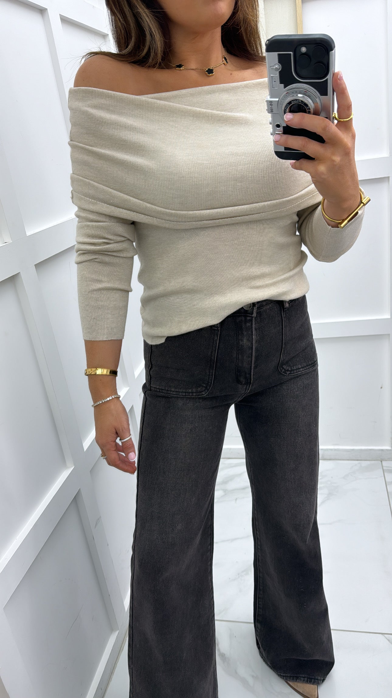 LARISSA beige bardot jumper