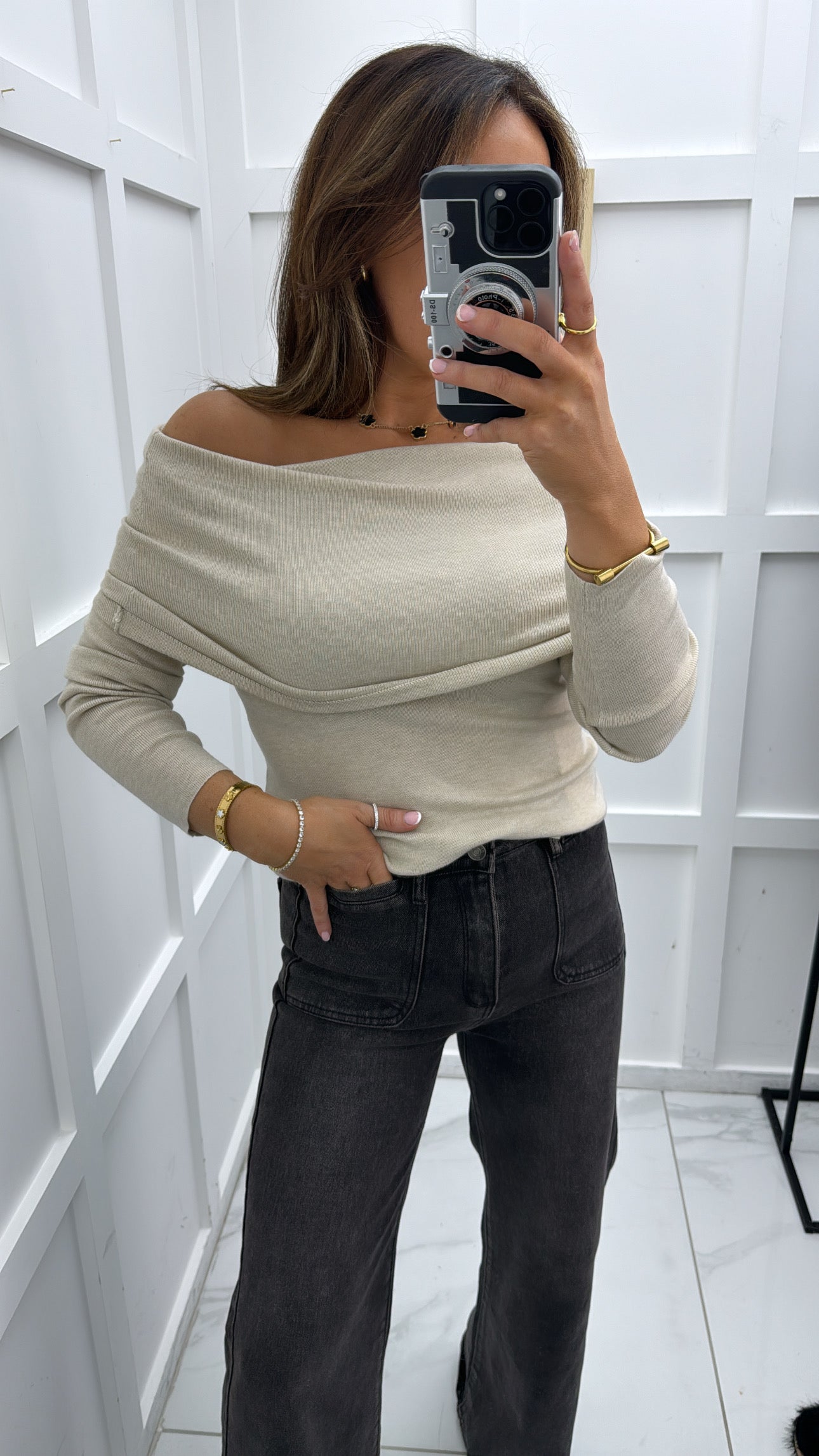 LARISSA beige bardot jumper