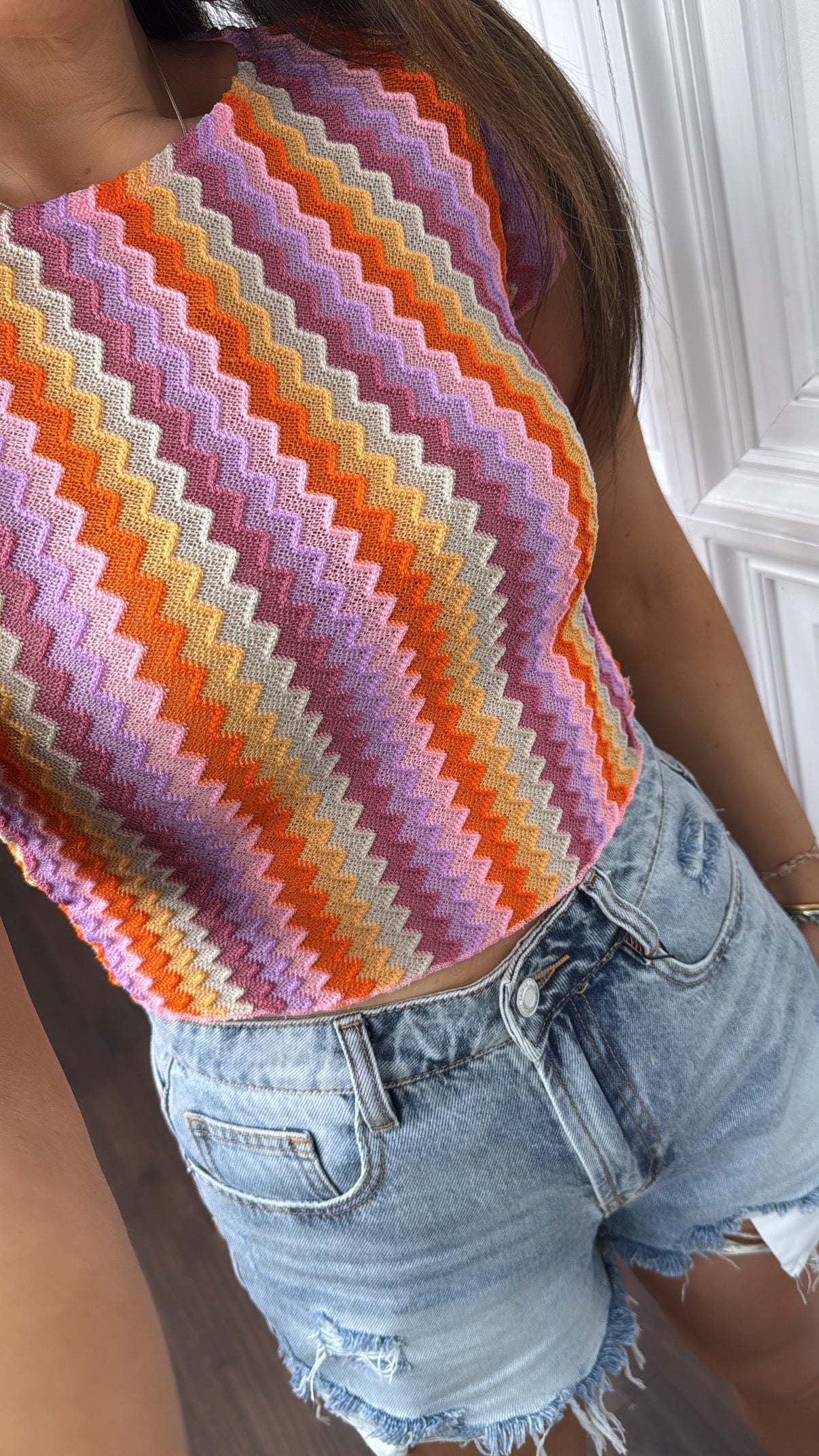 CHANTELLE pink zig zag top