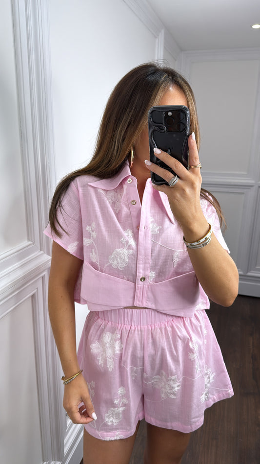GEMMA pink statement collar co-ord