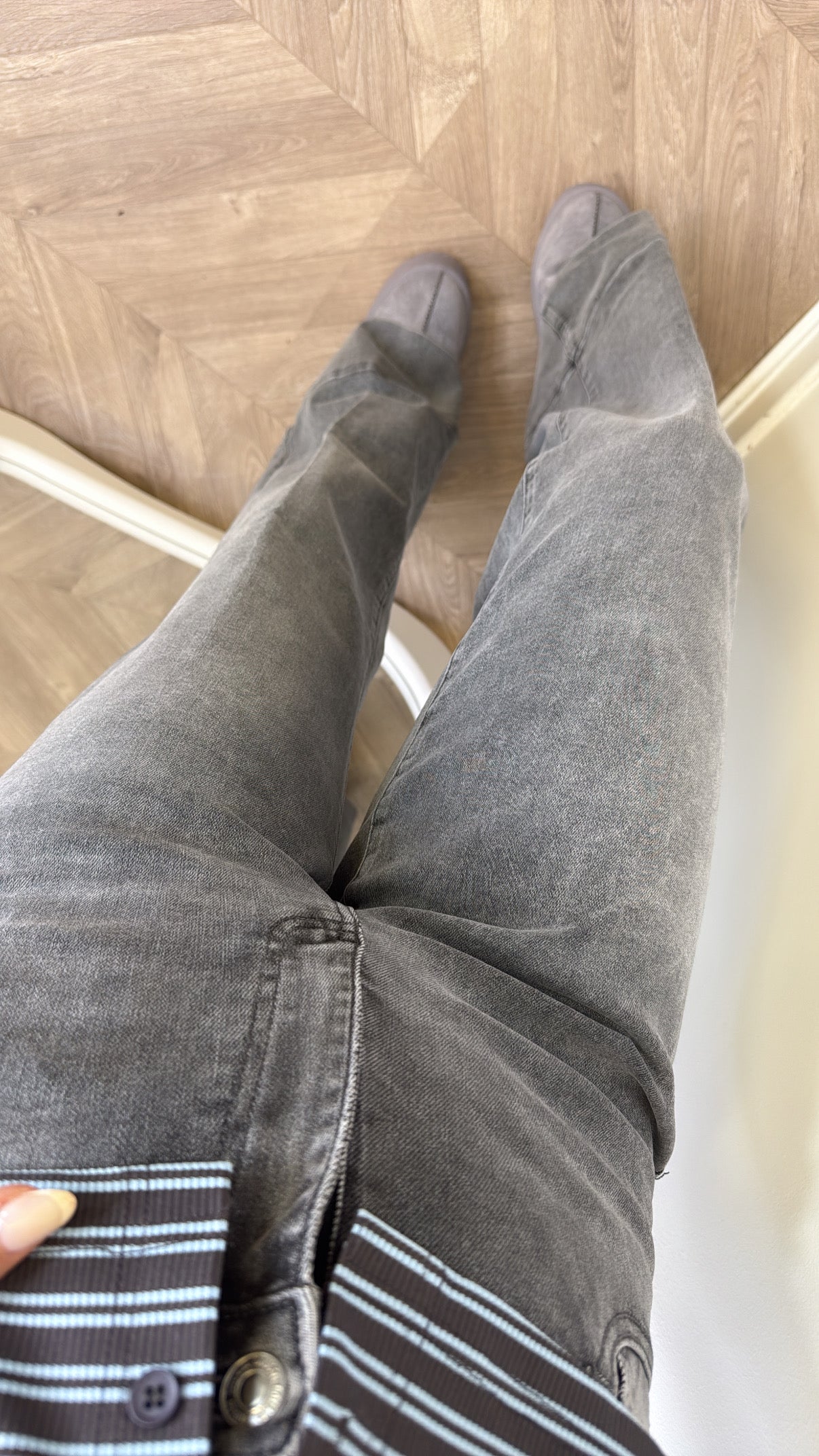MAEVE grey denim stretchy flared jeans