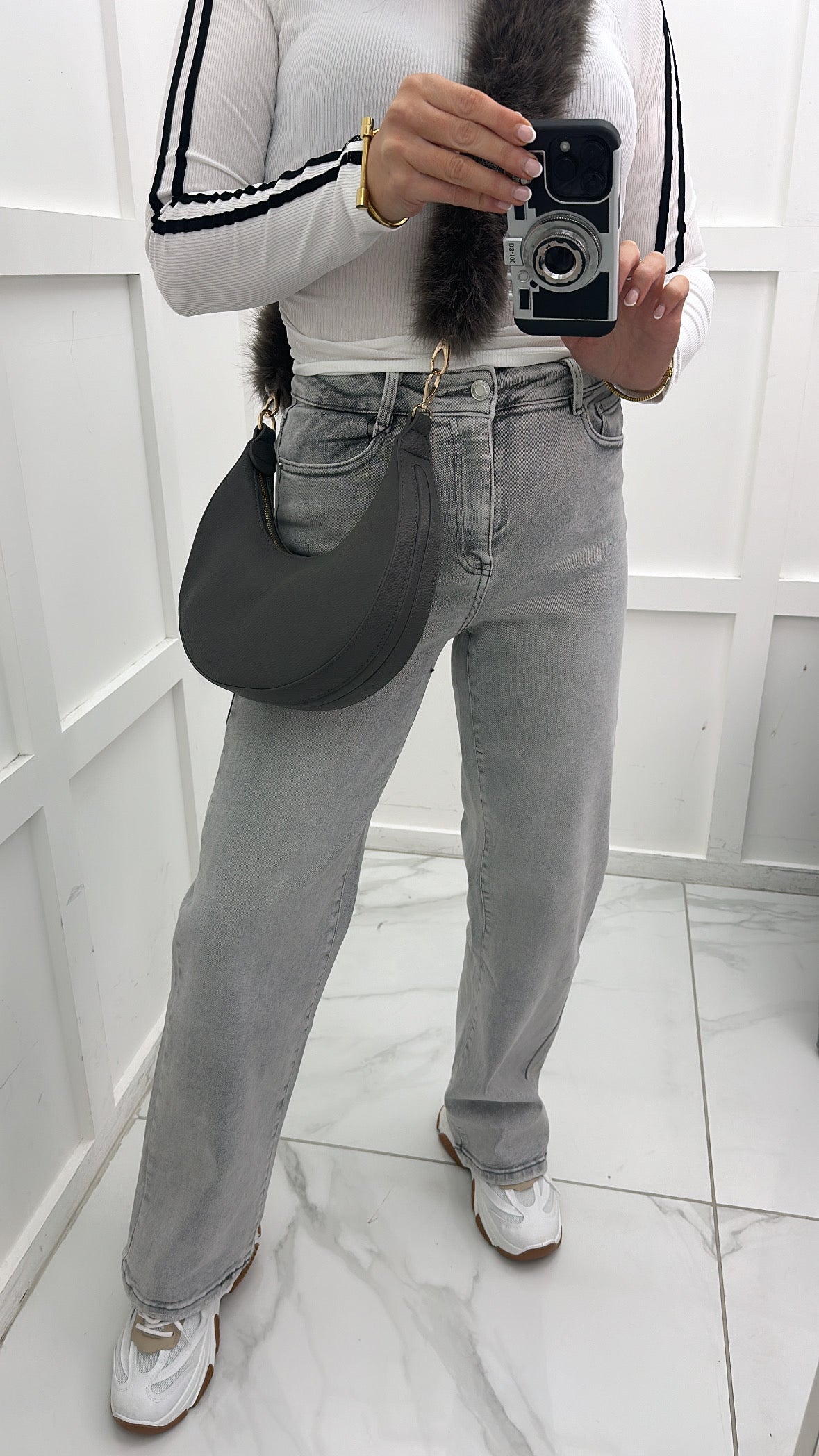 KALI grey loose fit straight leg jeans