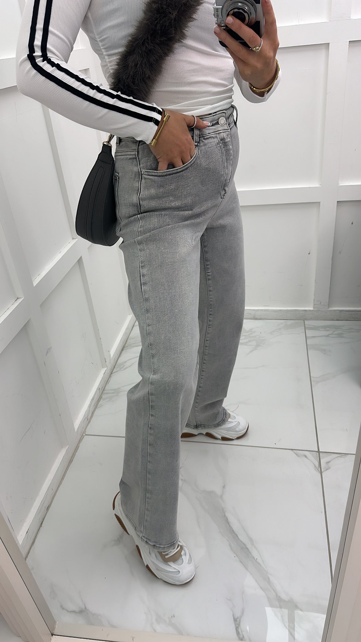 KALI grey loose fit straight leg jeans