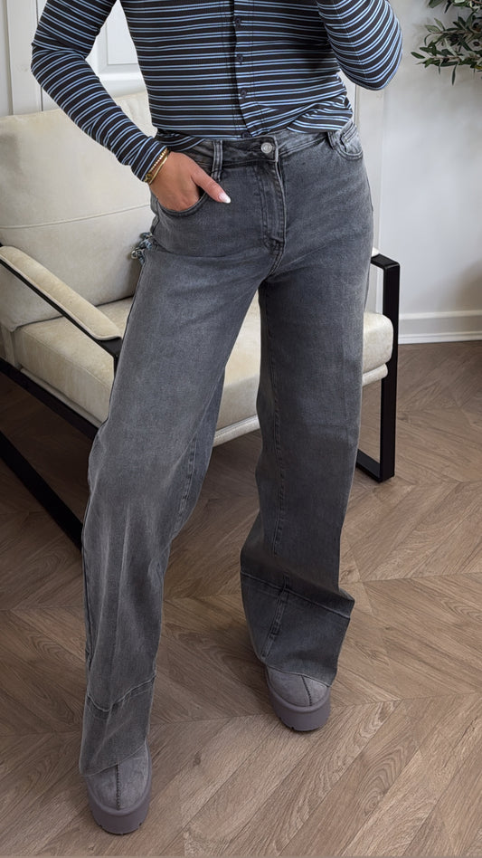MAEVE grey denim stretchy flared jeans