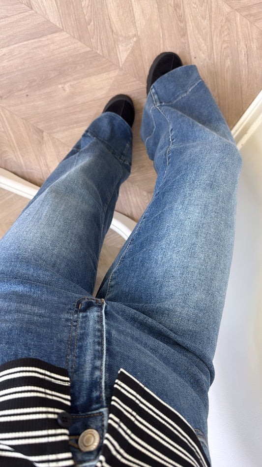 MAEVE blue denim stretchy flared jeans