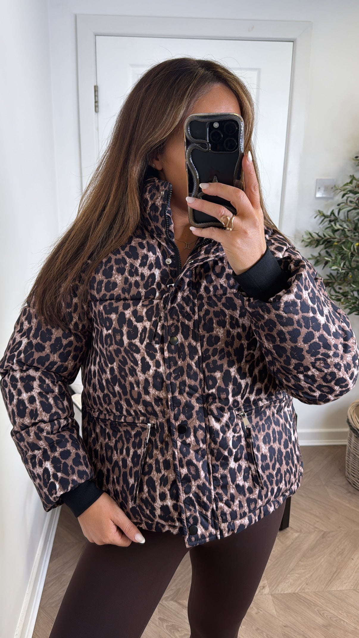 CIARA leopard puffer coat
