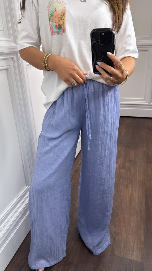 LARNE blue wide leg trousers