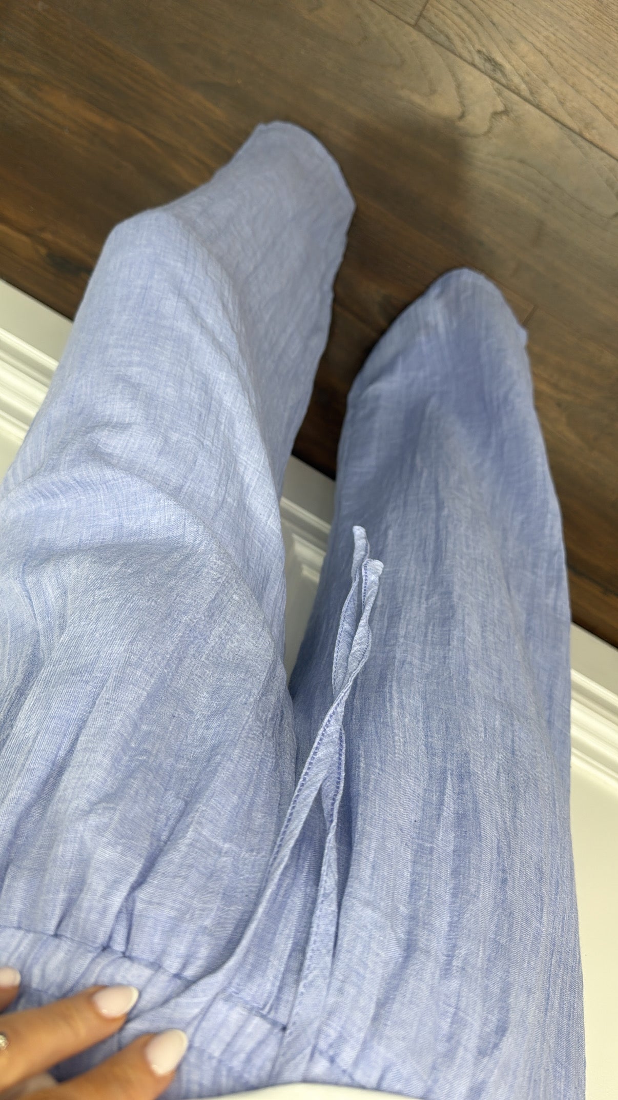 LARNE blue wide leg trousers