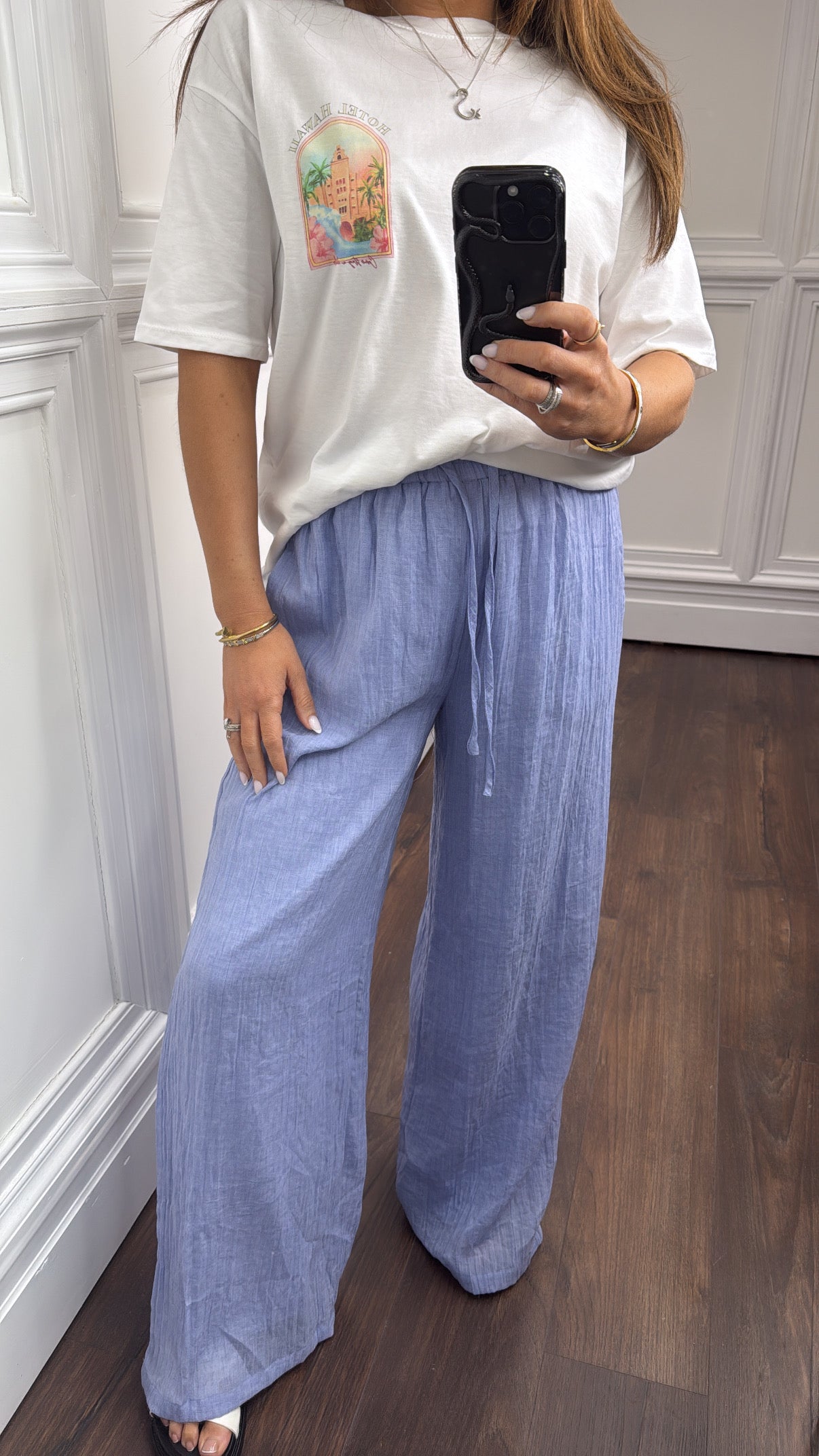 LARNE blue wide leg trousers