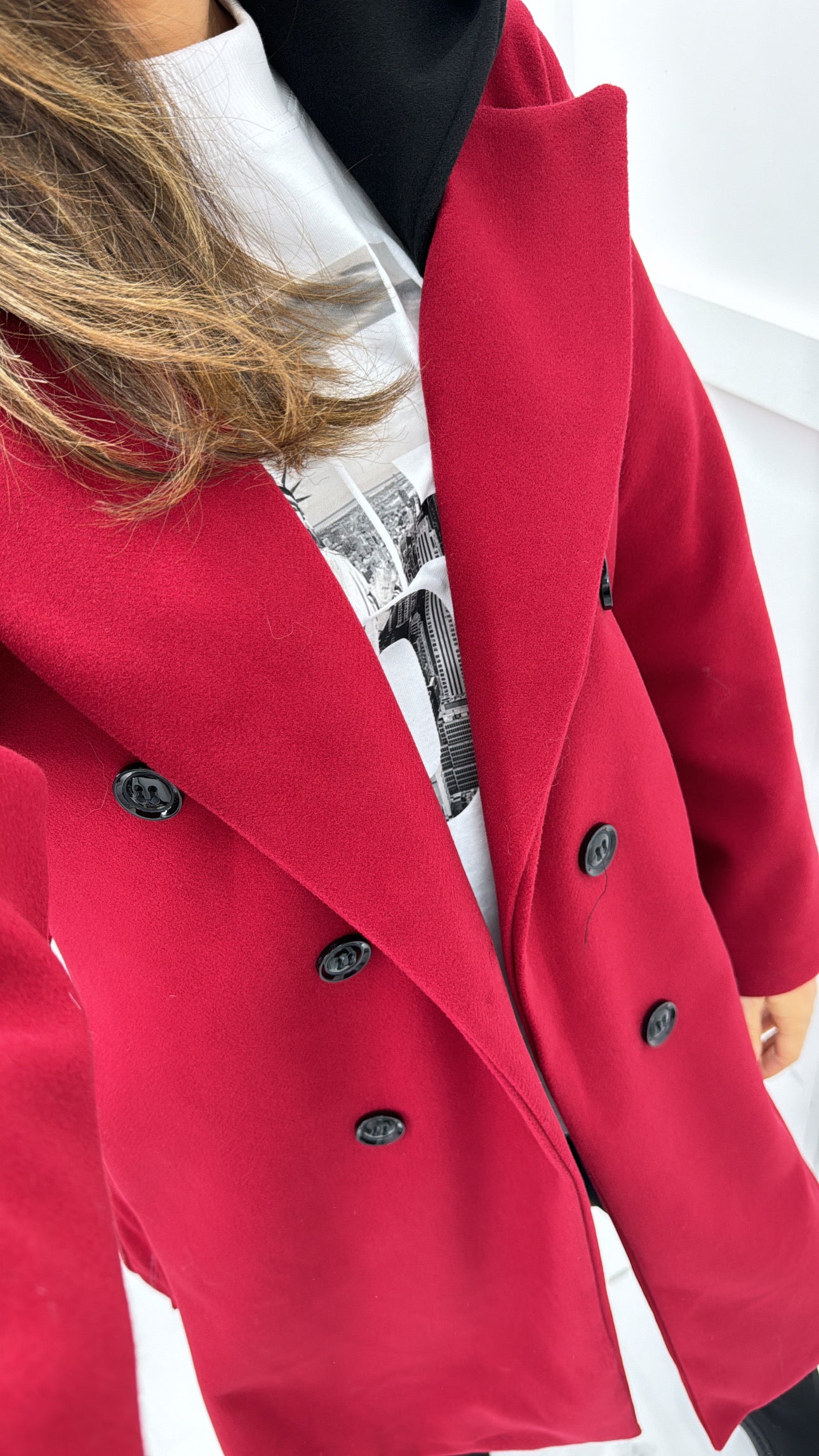 PAISLEY red hood detail soft trench coat