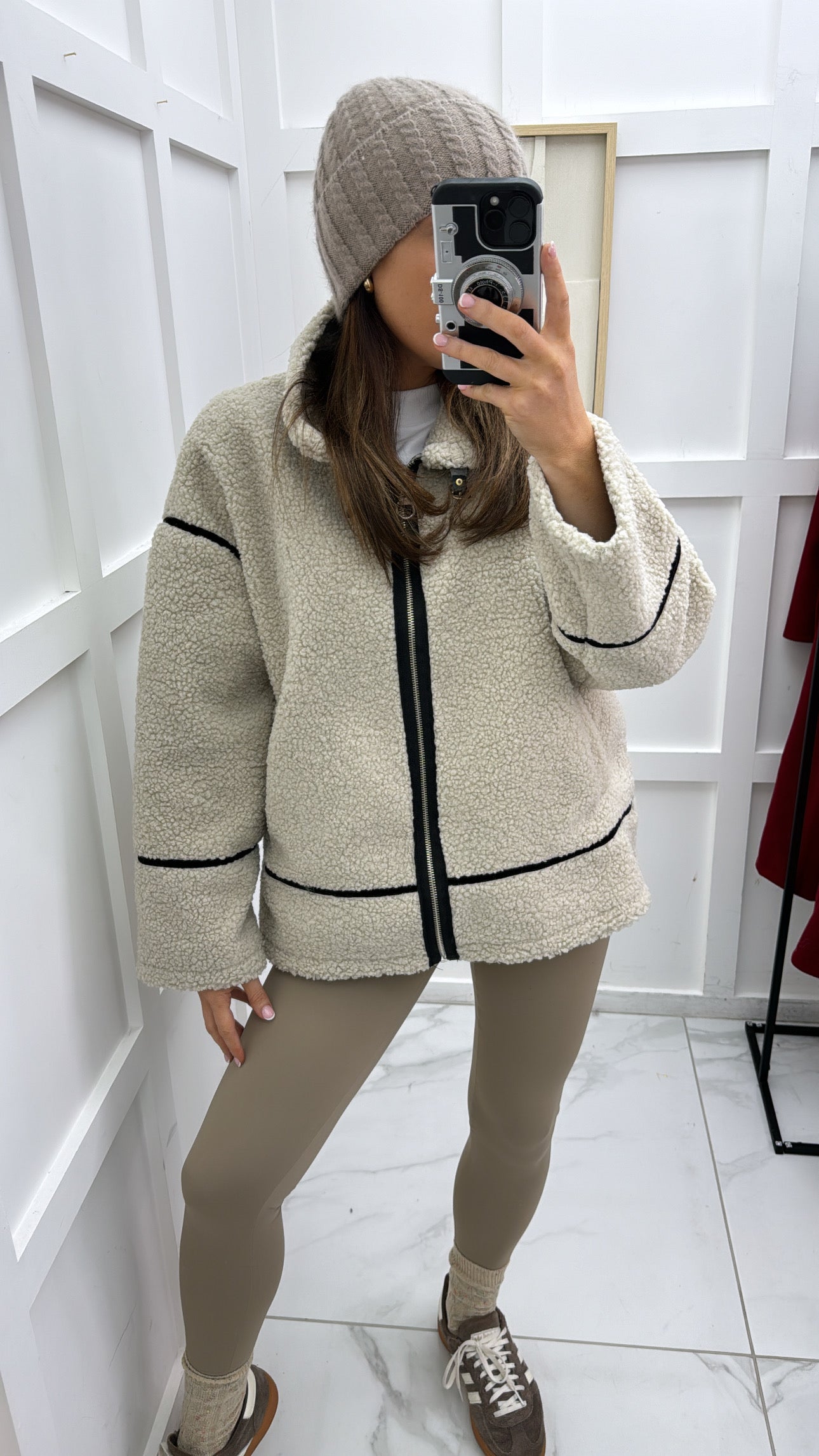 MISCHA beige soft borg avaiator jacket