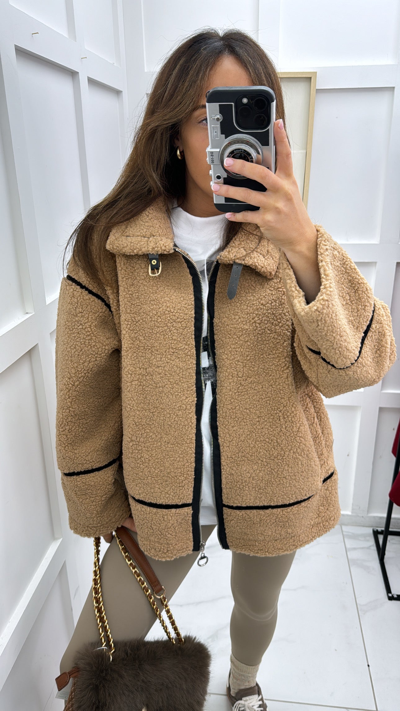 MISCHA camel soft borg avaiator jacket