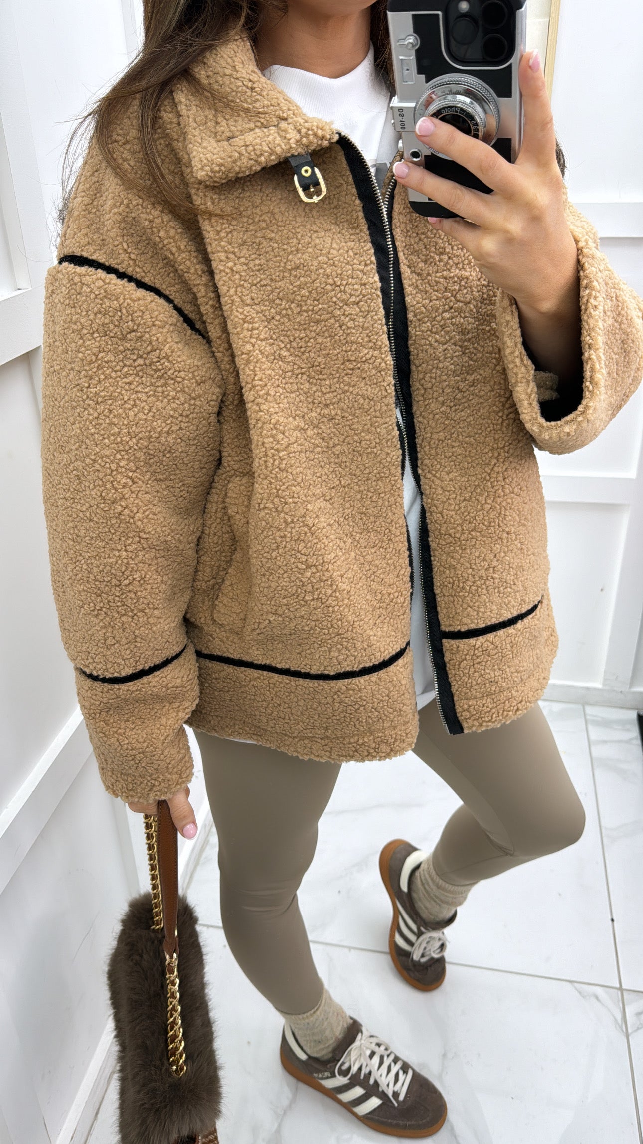 MISCHA camel soft borg avaiator jacket