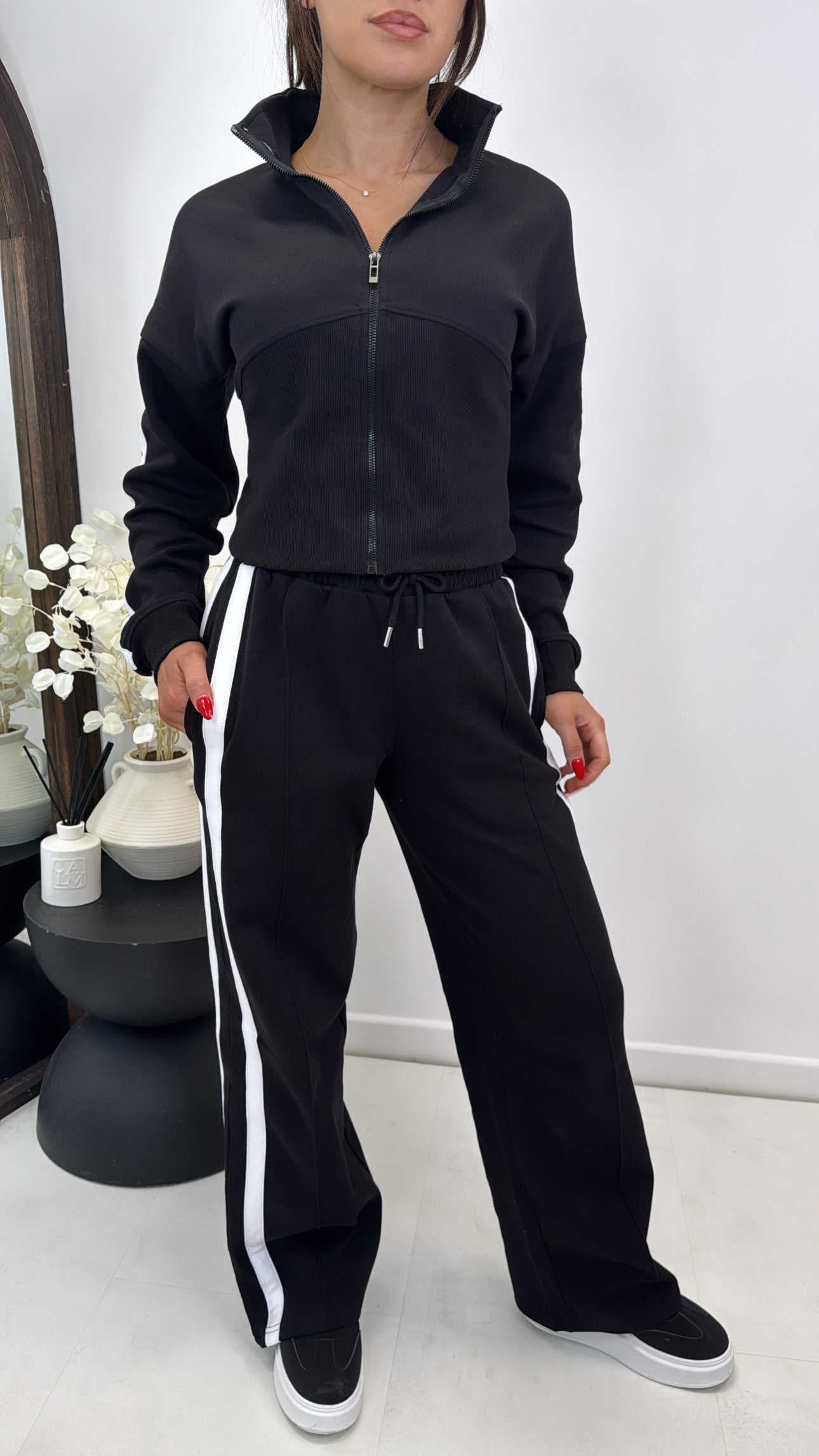 VANESSA black jacket and joggers lounge set