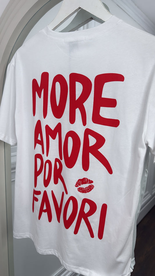 MORE AMOR white and red tshirt