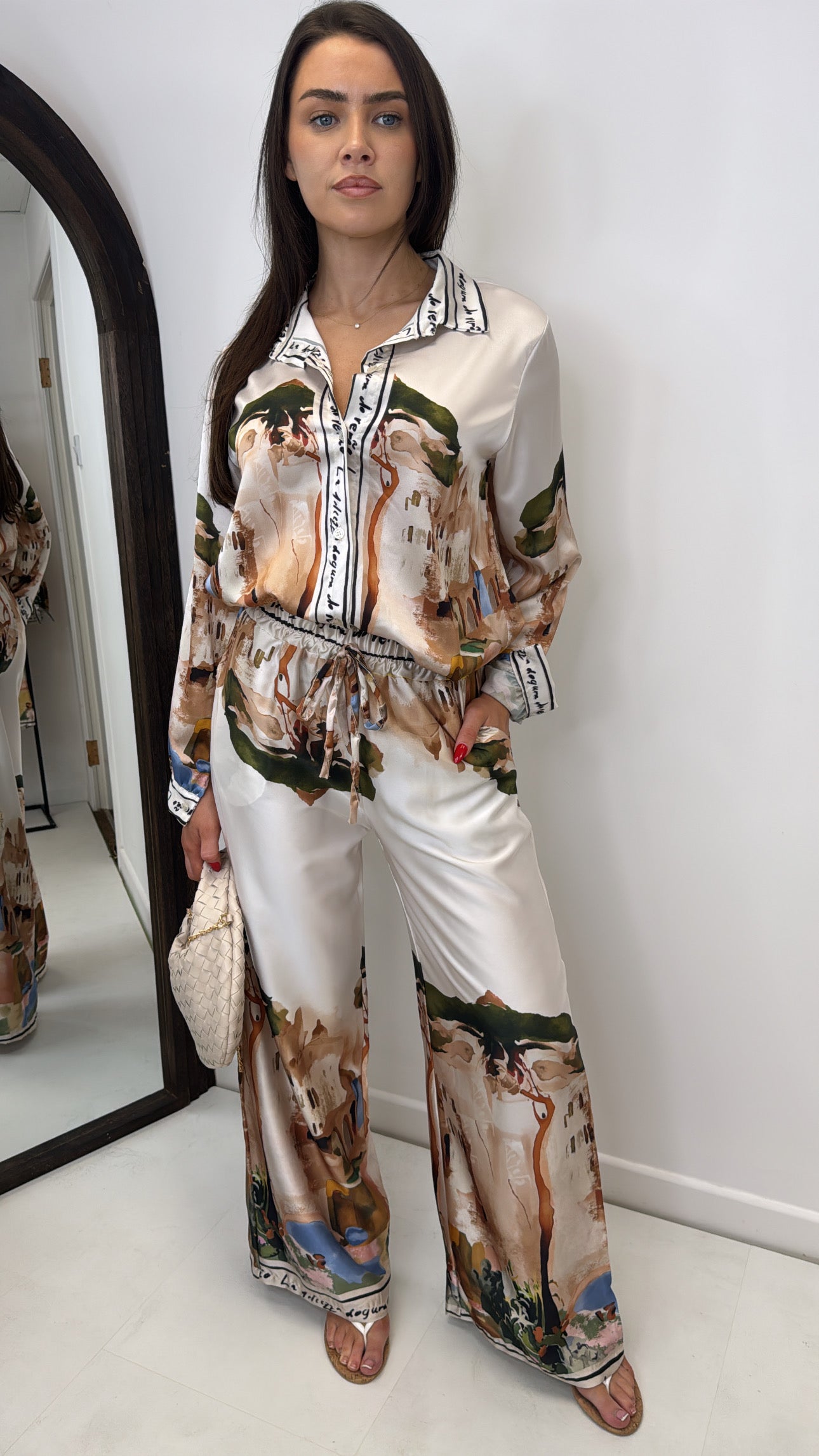 LULU white printed satin co-ord