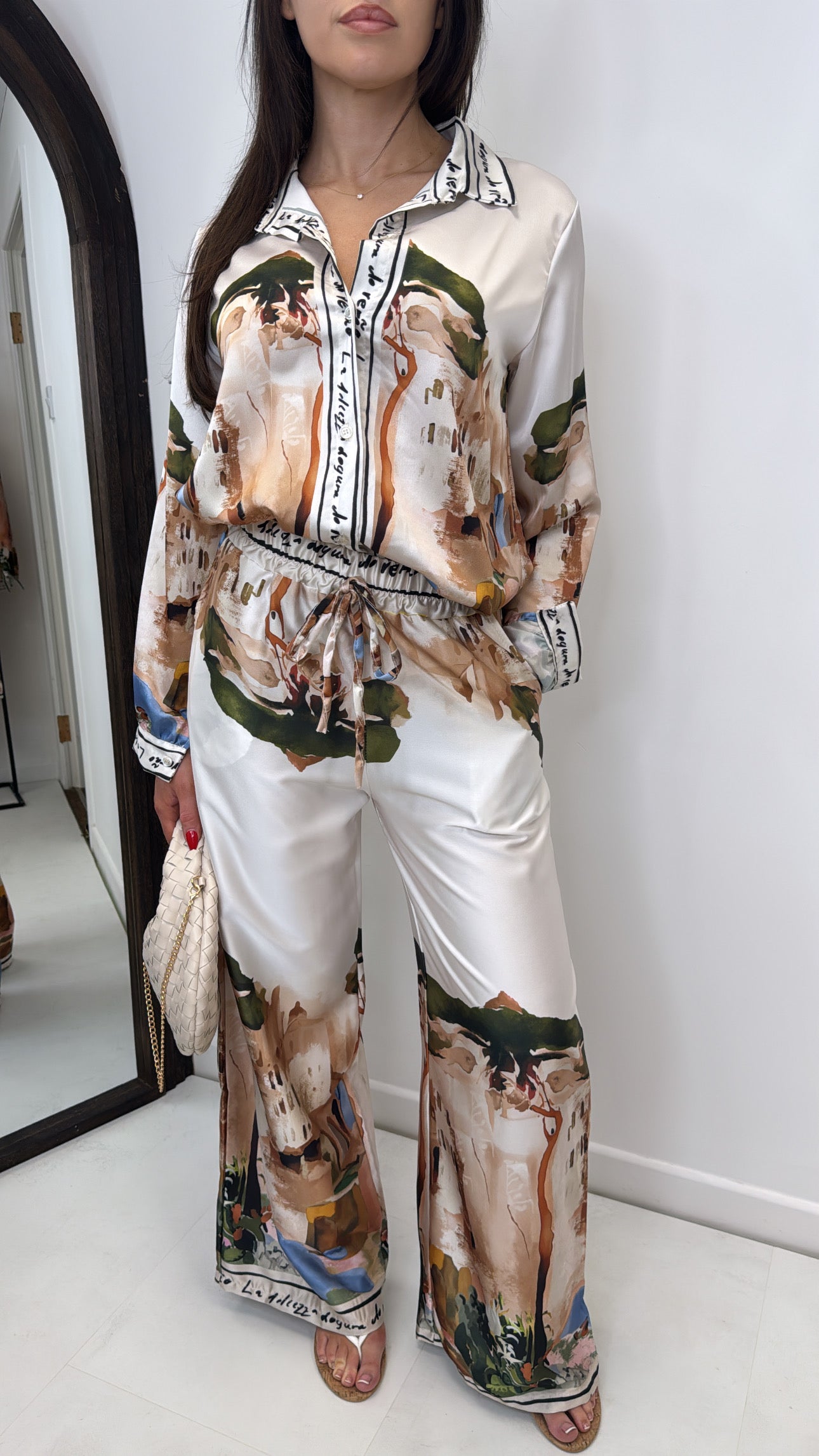 LULU white printed satin co-ord