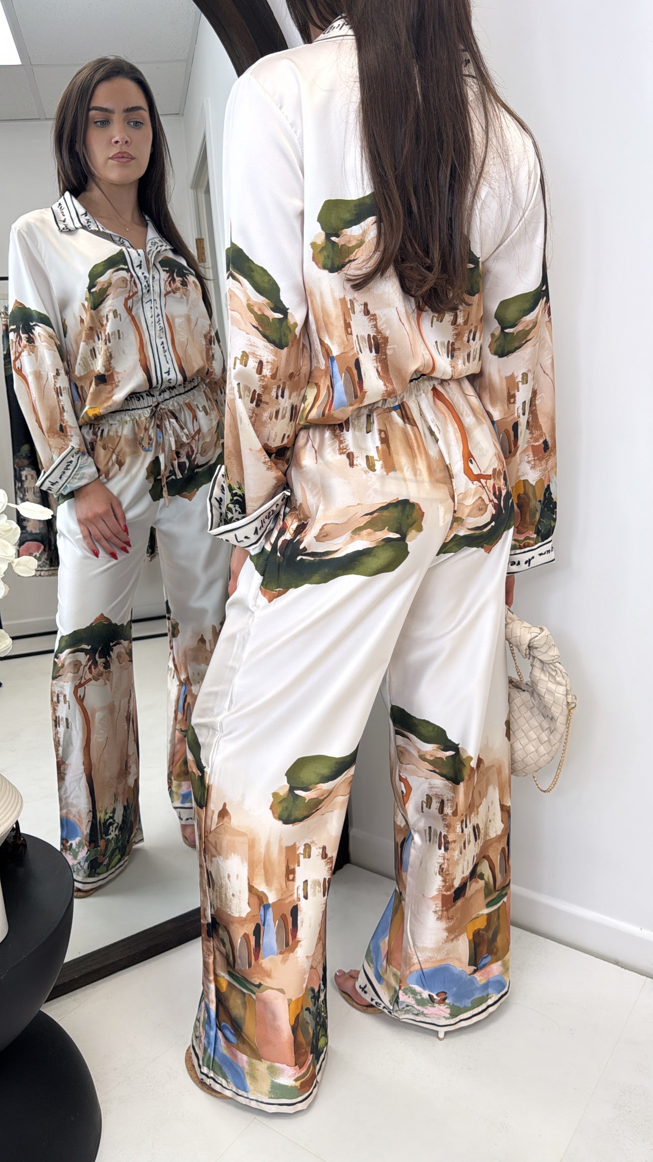 LULU white printed satin co-ord