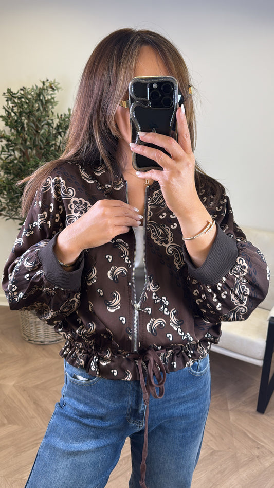 FLORENCE brown bandana print bomber jacket