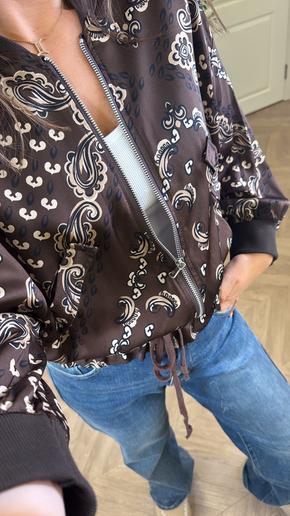 FLORENCE brown bandana print bomber jacket
