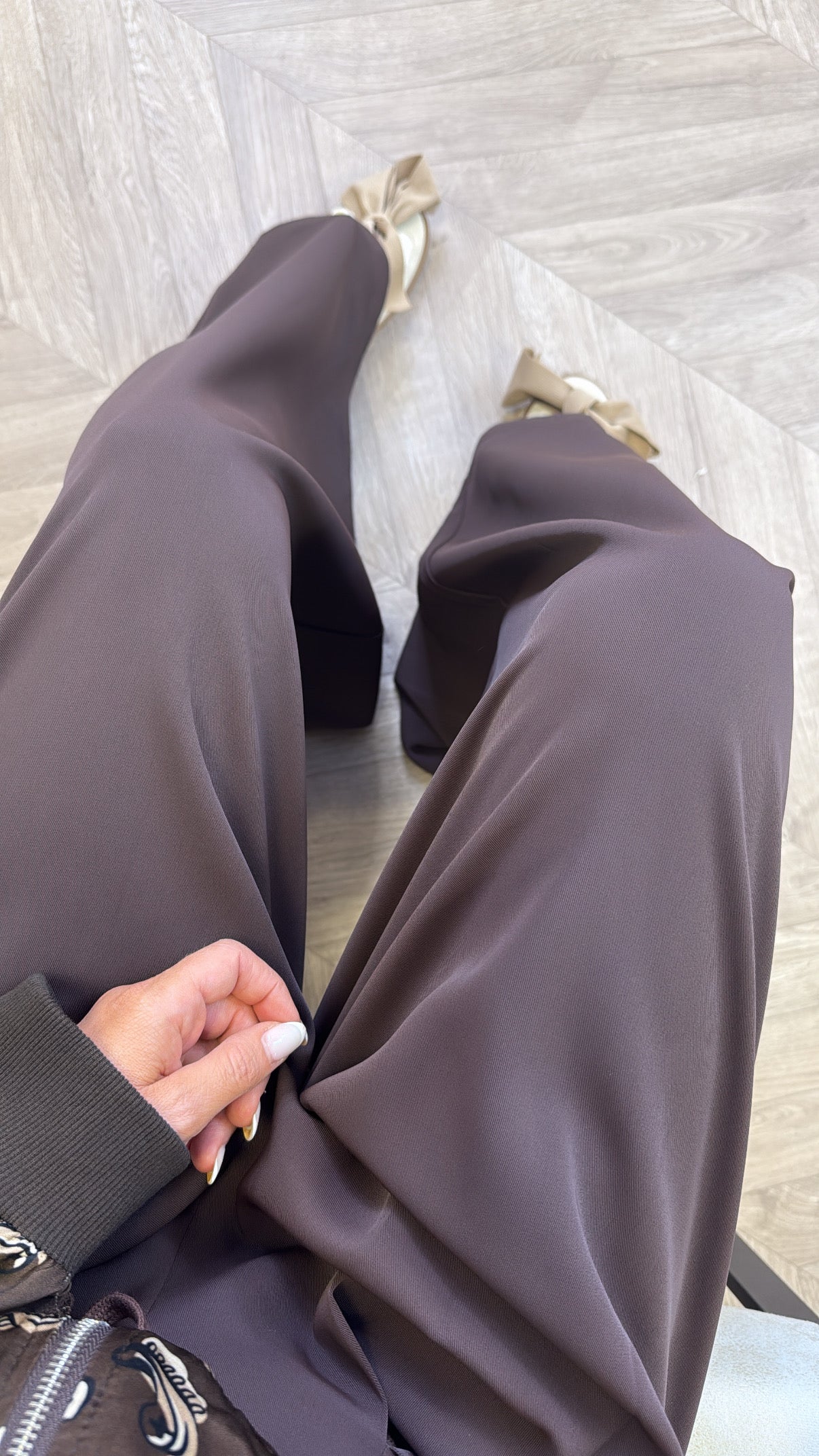 CORA brown high waist wide leg trousers