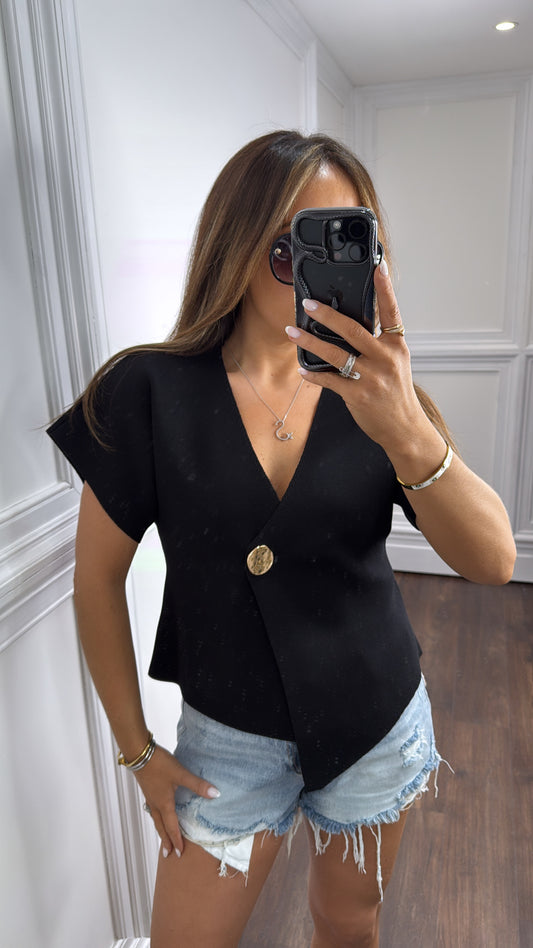 ALICE black gold button top