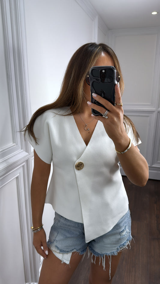 ALICE white gold button top