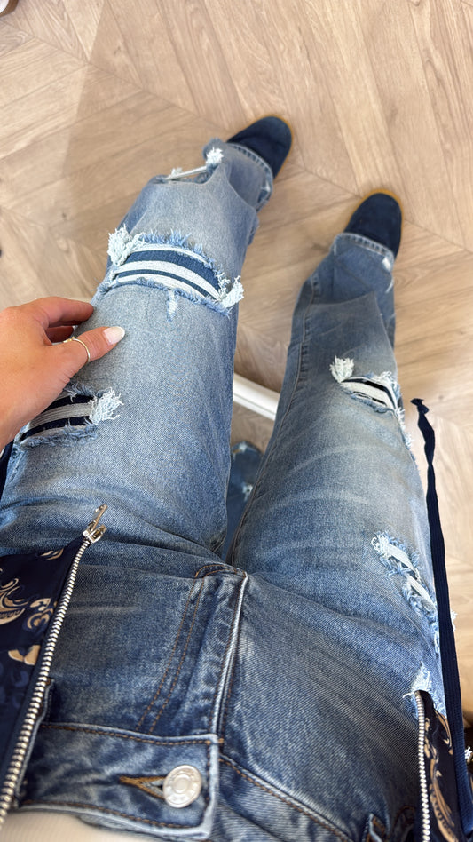 LIZZY blue ripped detail denim jeans