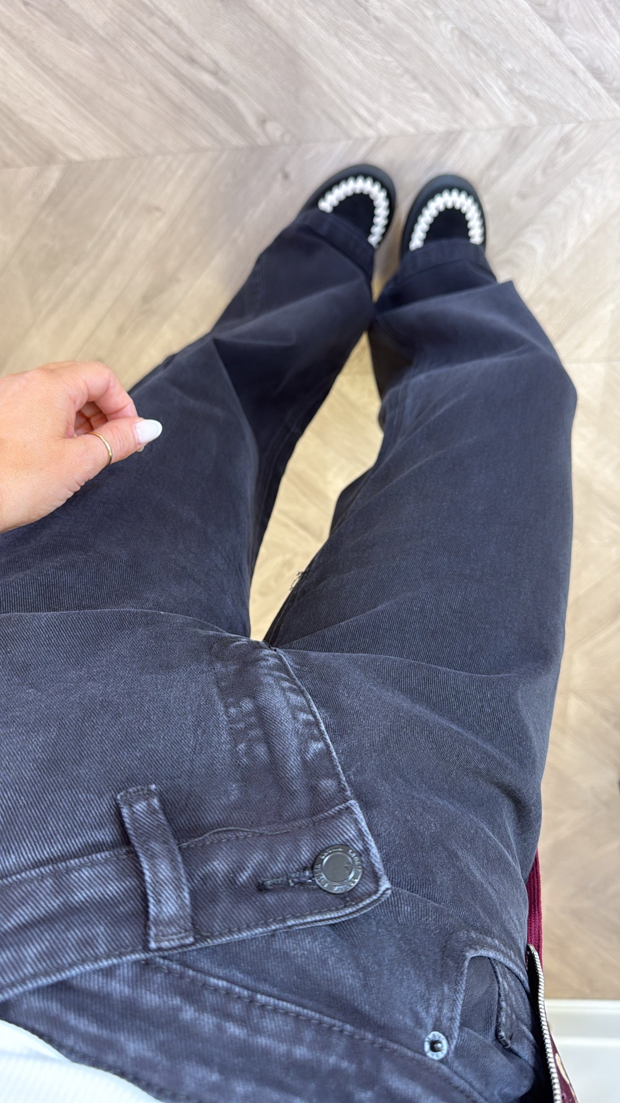 RHIANNA black wide leg dad jeans