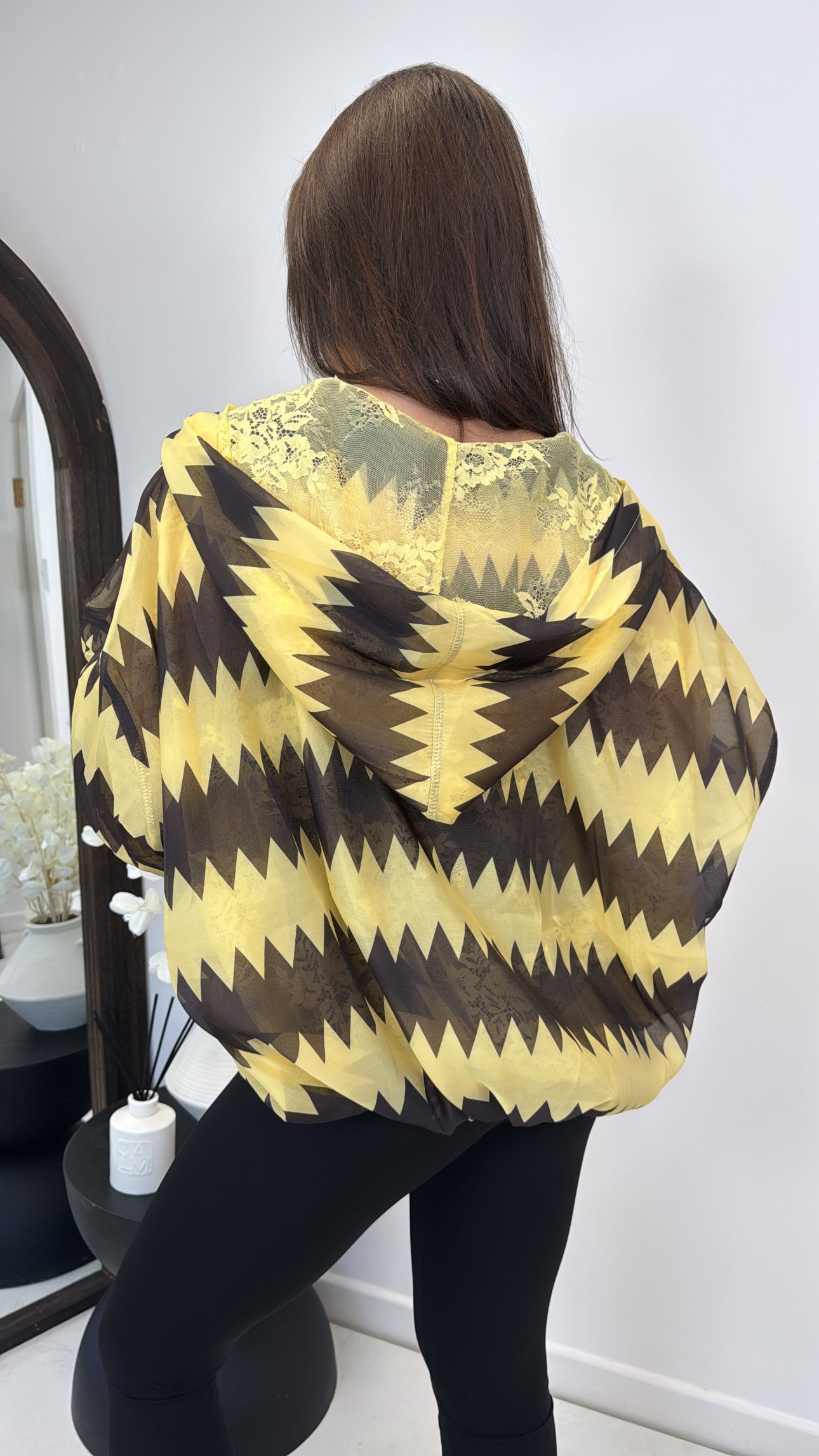 FREYA yellow print and lace zip up jacket