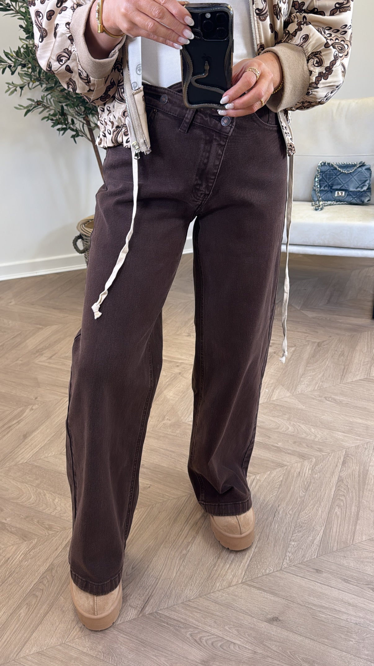 RHIANNA brown wide leg dad jeans
