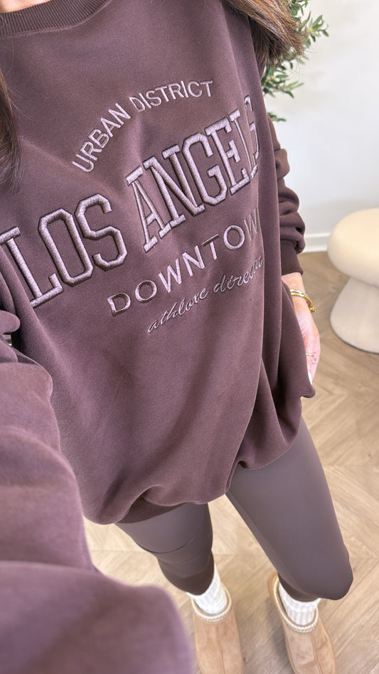 LOS ANGELES brown oversize embroidered jumper